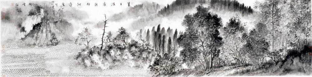 付熙云黑白山水清缈生动