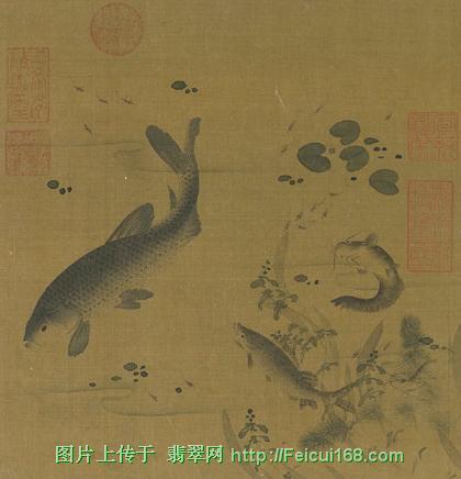 宋 《春溪水族图》页，绢本，设色[图]