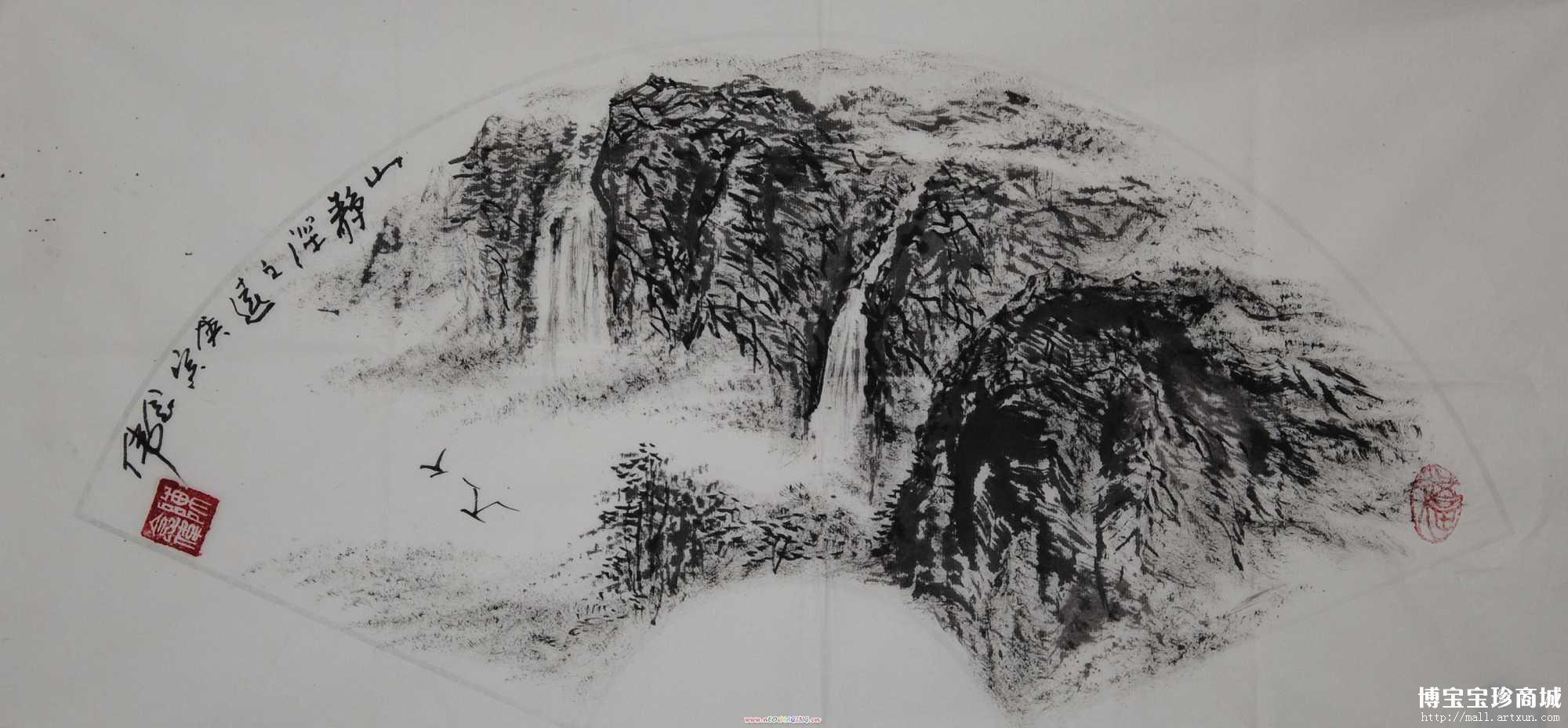陈念伟扇面画：咫尺内万里可知