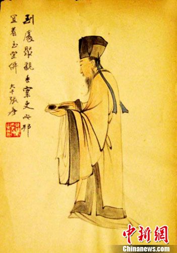 张大千最小作品《赏砚图》鉴赏