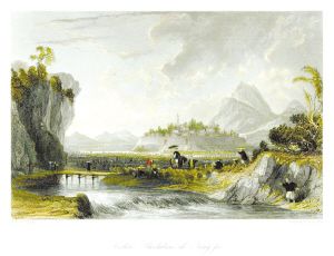 ②英国画家阿罗姆168年前所作的水彩画。《宁波的棉花田》。 