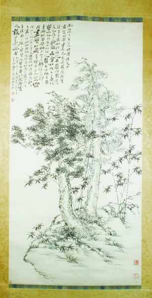 双松图轴：风格劲峭寄情怀