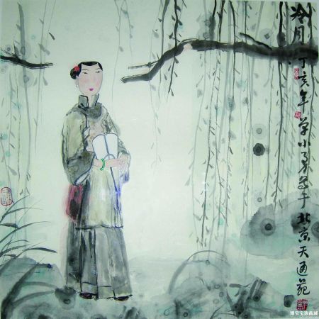 单小勇写意人物画：如玉美人端庄典雅
