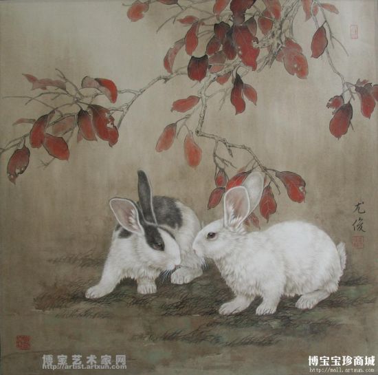 李尤俊兔年画兔之一（图片来源：博宝艺术网宝珍商城）