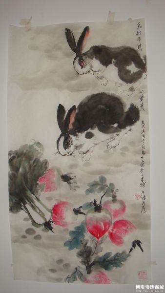  张彦君兔纳百财（图片来源：博宝艺术网宝珍商城）