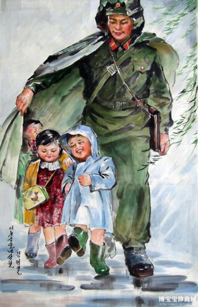 金明日 朝鲜国画《春季的暴雨》 （图片来源：博宝宝珍商城）
