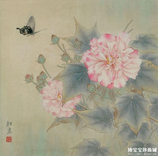李科宏蝶恋花国画作品 （图片来源：博宝艺术网宝珍商城）