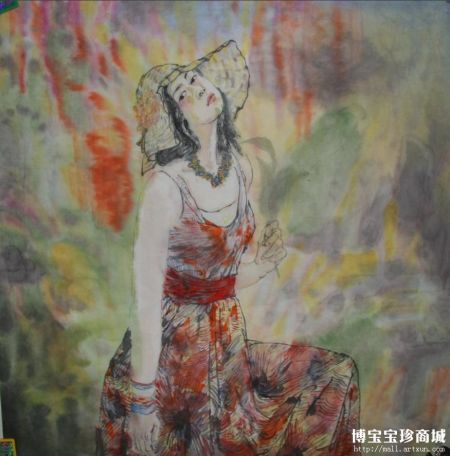 傅强现代仕女图用色彩尽显美的意蕴
