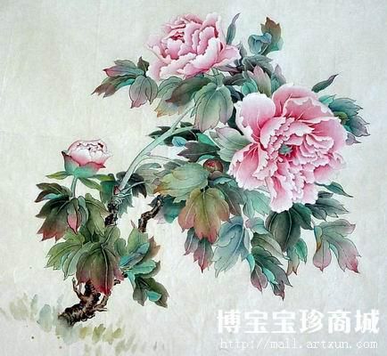 张子槐工笔牡丹国画 （图片来源：博宝宝珍商城）