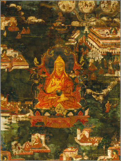 中拍国际2011春拍精品：明 二世达赖像 布面唐卡 画芯67×45cm 