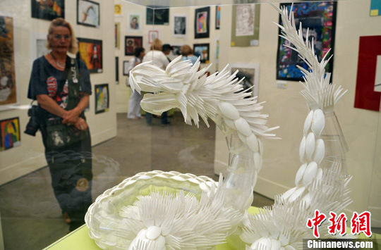 美国举办垃圾制时装艺术展