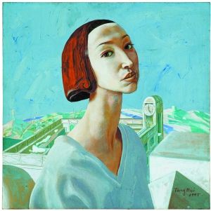 《唐莘》 55cm×55cm 丙烯亚麻 1995年