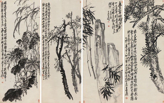 吴昌硕《花卉四屏》1552.5万成交