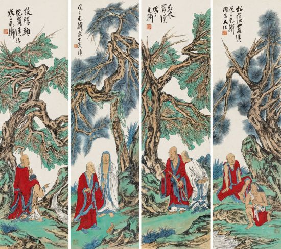 范扬《红衣罗汉四屏》112.7万成交