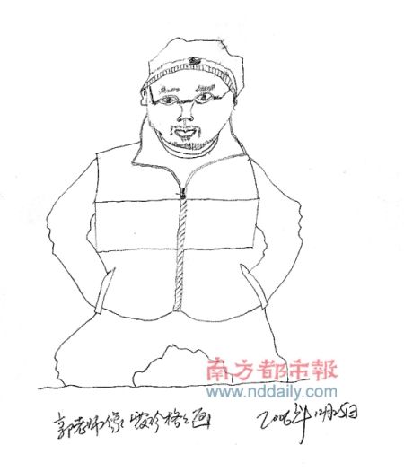 余丹格格给郭海平画的肖像写生。