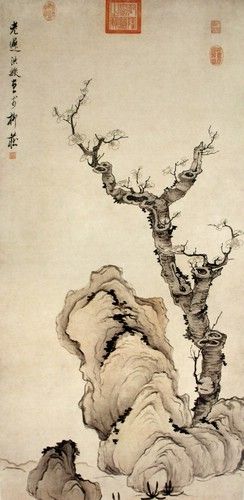 陈洪绶 梅石图轴