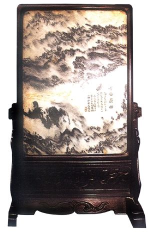 图4 清代晚期嵌大理石红木座屏