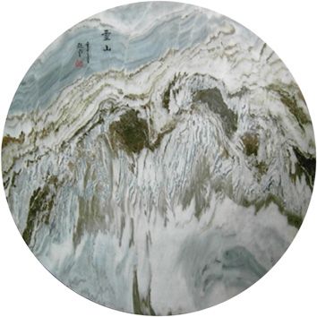 图6 笔者收藏的座屏屏心石画《灵山》