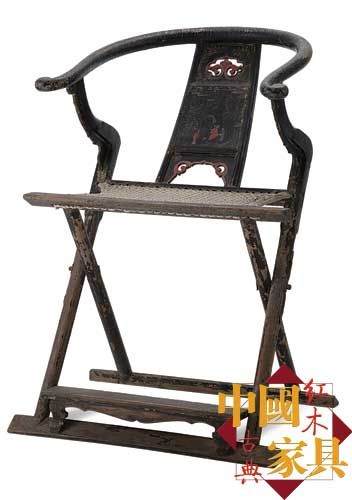 黑大漆彩绘交椅