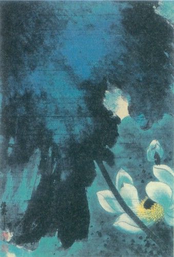 图6 谢稚柳款 《落墨荷花》伪作