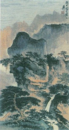 图7 谢稚柳款 《深壑奔泉》伪作