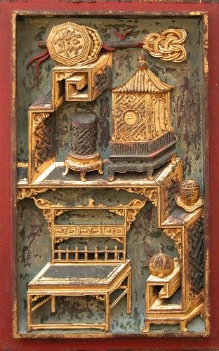 图8 雕刻各组器物的湘西木雕