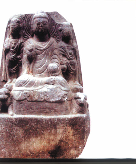 隋代佛二菩萨像加刻“北魏太和七年”款。