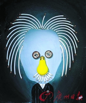 拼贴漫画“爱因斯坦”