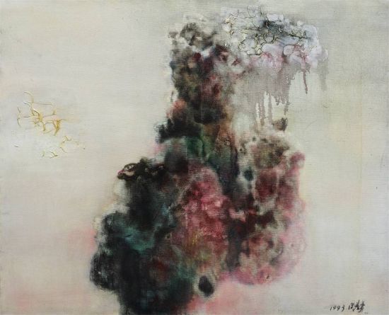 周春芽 《石头与鸟》油彩画布 80×100cm  成交价： 1，782，500