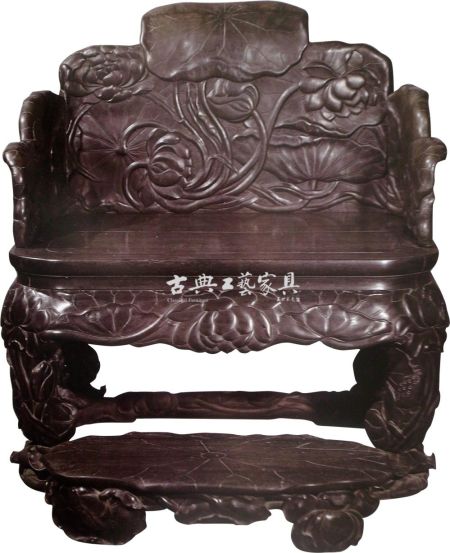 图1.明 紫檀木雕莲花宝座