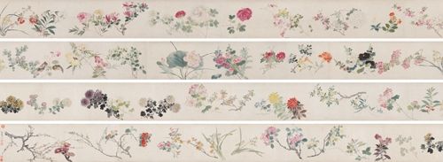 周之冕《百花图卷》。