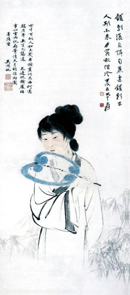 张大千《赠吴湖帆仕女图》估价150万-250万元。