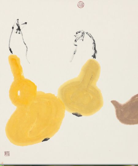 朱万章《吉祥有福》，纸本设色，68x68厘米，2013年