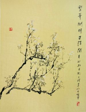 也墨此次展览中的花卉作品。
