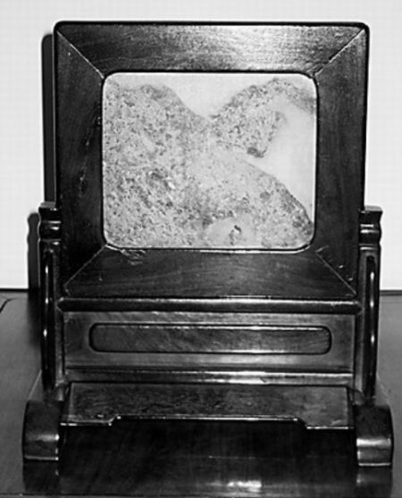 （图二）明代大力神石画紫檀砚屏