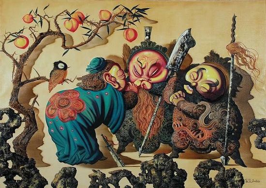 陈流油画作品《三结义》