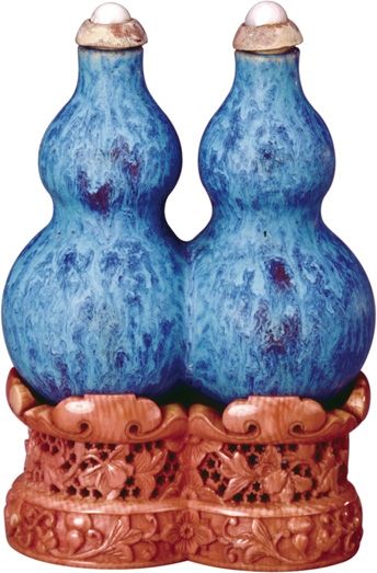 乾隆炉钧釉双联葫芦形鼻烟壶