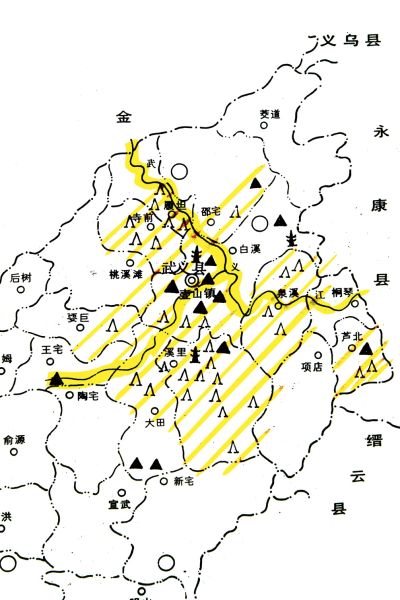 图2 武义古窑址分布图