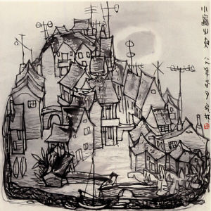 李宝林作品《小岛之夜》1989年。