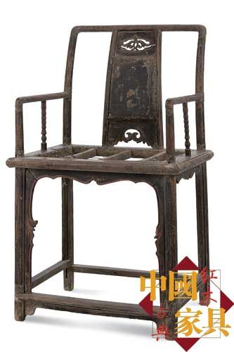 槐木黑漆南官帽椅