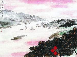 傅抱石作品《芙蓉国里尽朝晖》曾拍出了460万元。