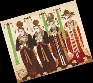 展览展出的第61窟女供养人像。（图片由关山月美术馆提供）。