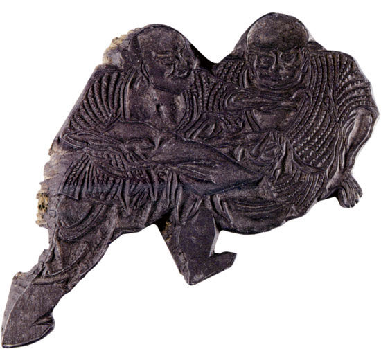 木雕摔跤人印版