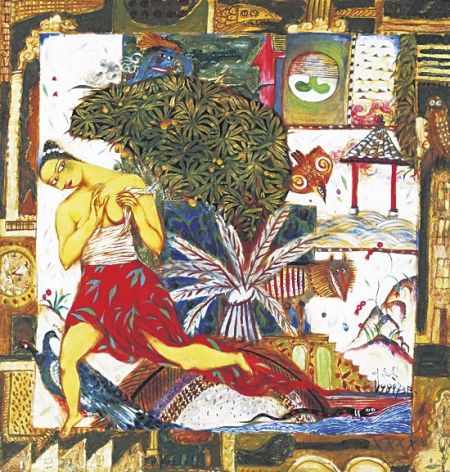 叶永青《逃逸的困惑》 布面综合材料