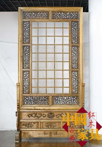 清中期 晋作榆木落地插屏