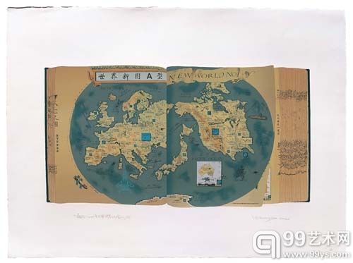 藏经2001页 世界地图A型 （56x78cm) 2000年。