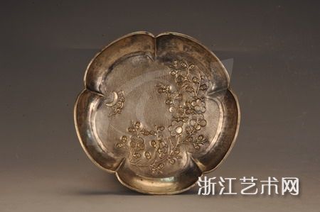 宋 月影梅花银盘