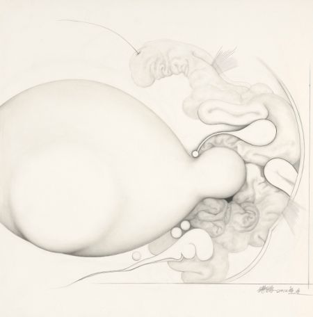 傅镭素描作品，48×48cm 木板、纸本、铅笔 Board， Paper， Pencil， 2012。
