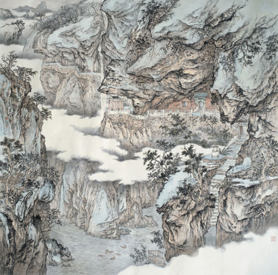 透过《云山秋水图轴》看元代山水画鉴定