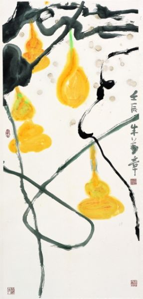 朱万章《消夏图》，纸本设色，116×53cm